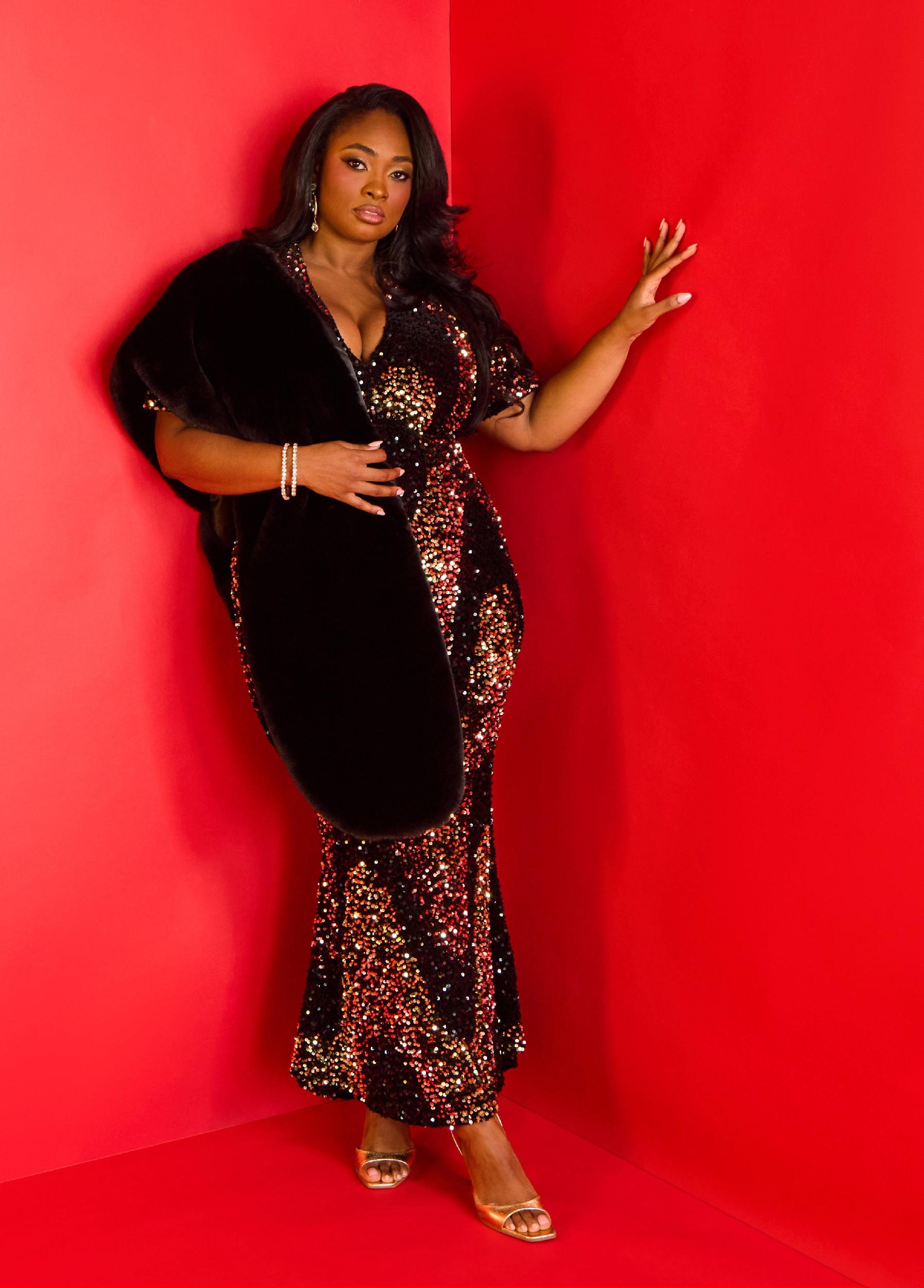 Flounced Sequined Velvet Gown Product Image