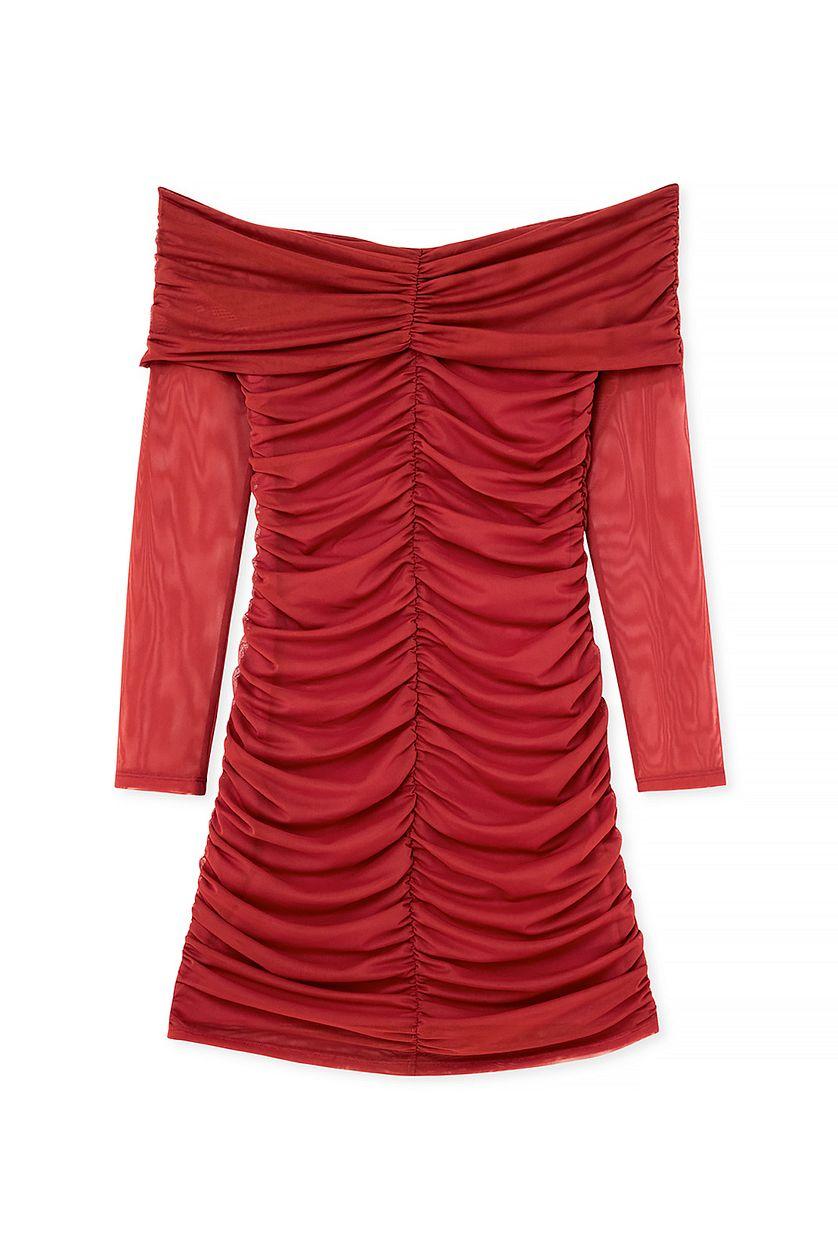 Rouched Long Sleeve Mini Dress Product Image