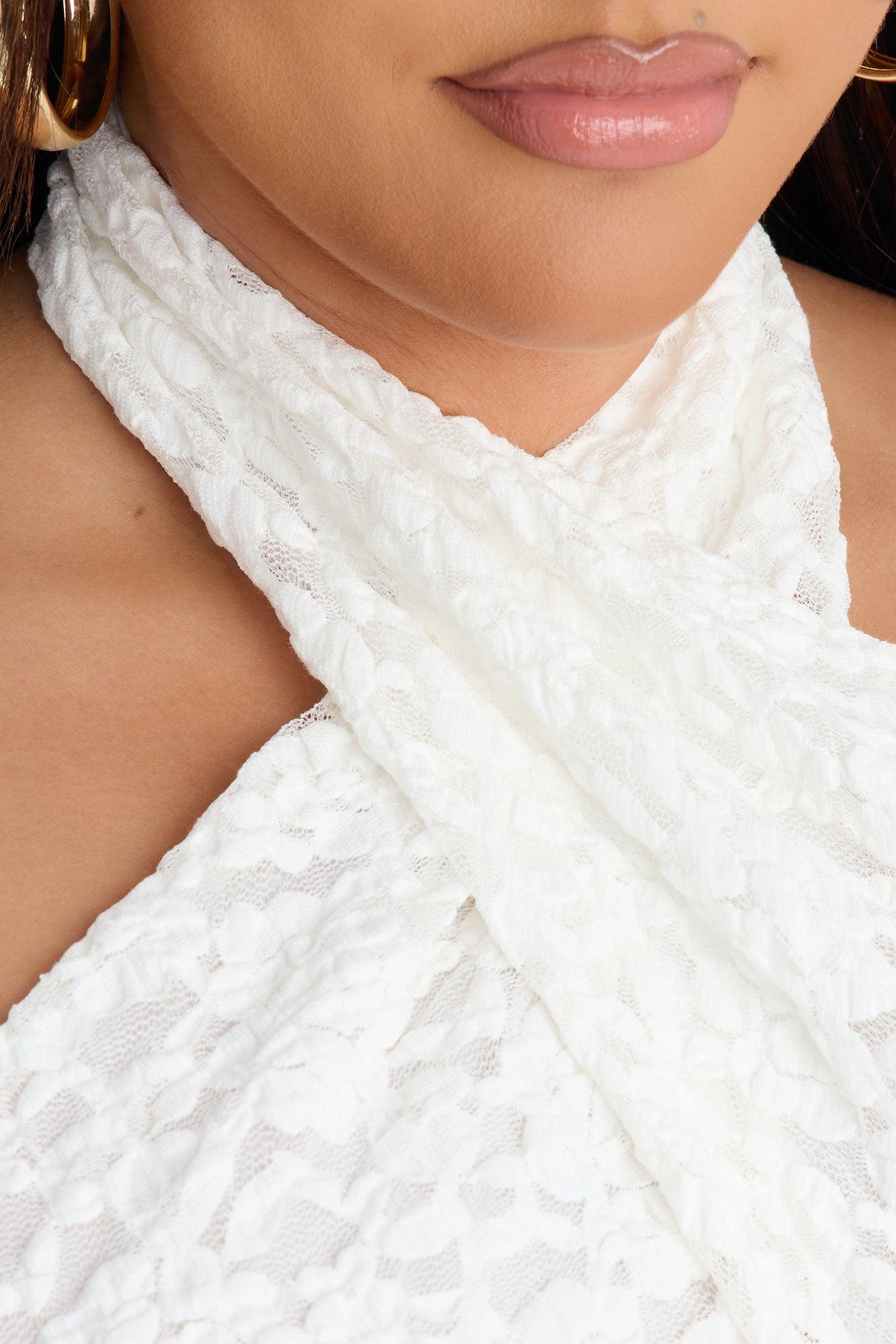 Summer Romance Lace Halter Bra Top - Ivory Female Product Image