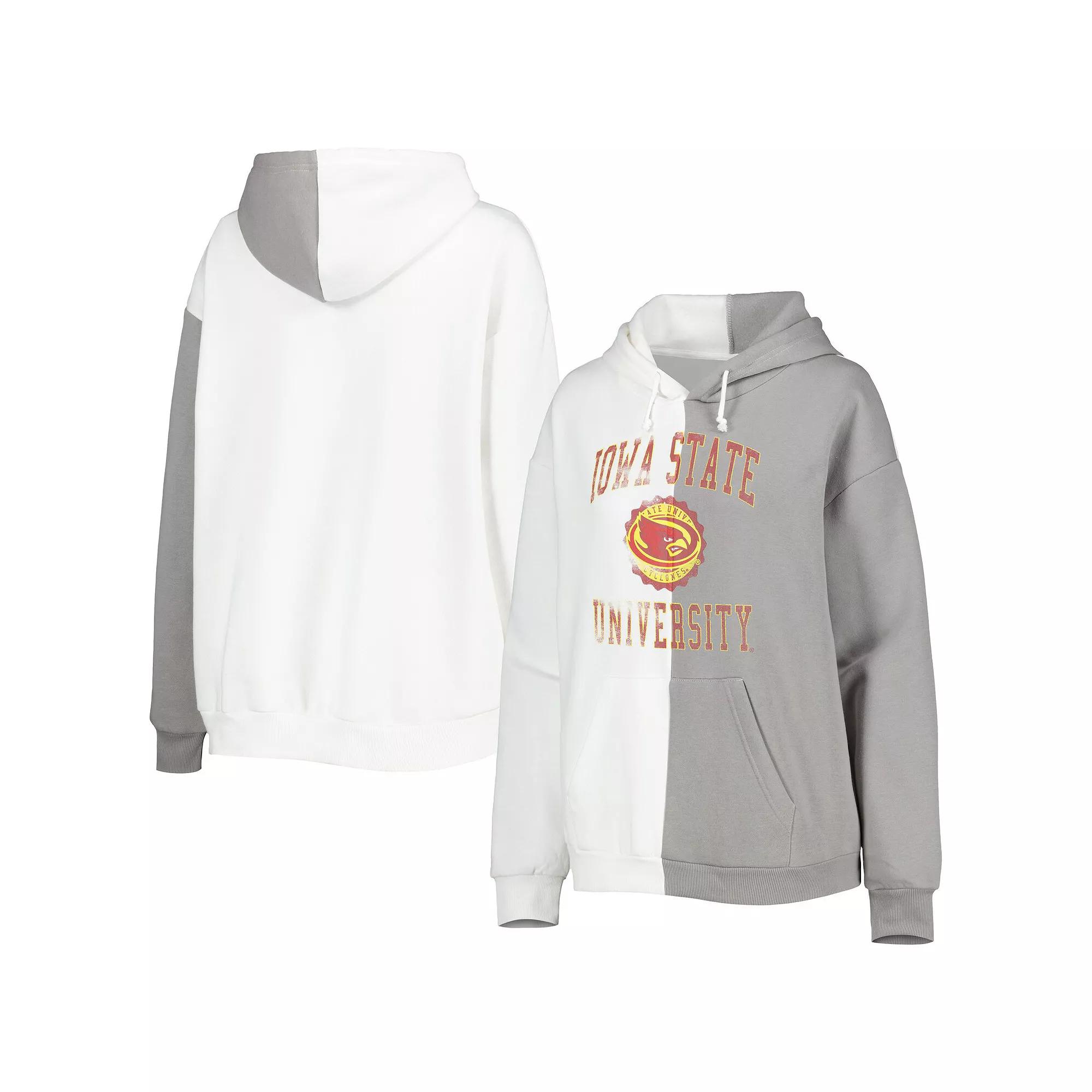 Women's Gameday Couture Gray/White Iowa State Cyclones Split Pullover Hoodie,  Product Image