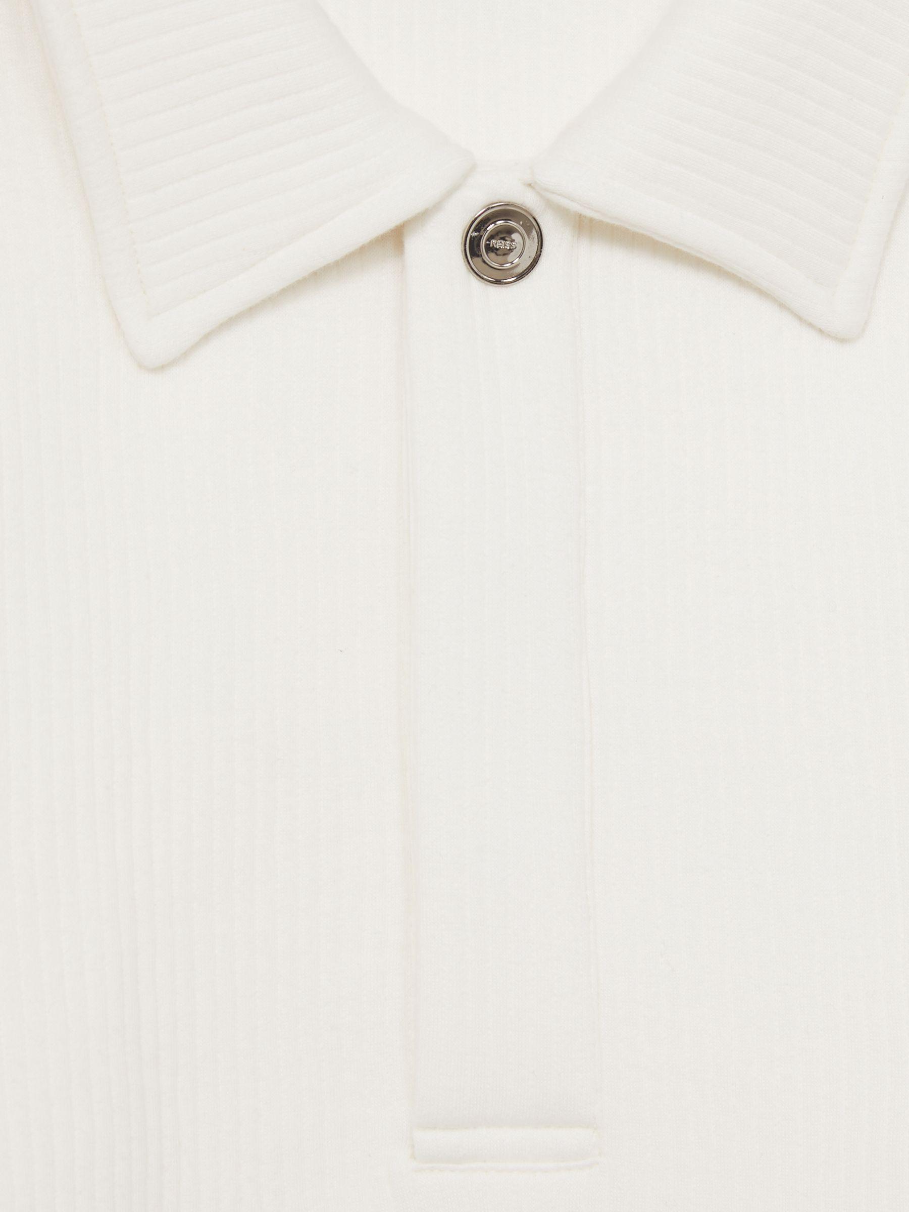 Jersey Ribbed Polo Shirt in White Product Image