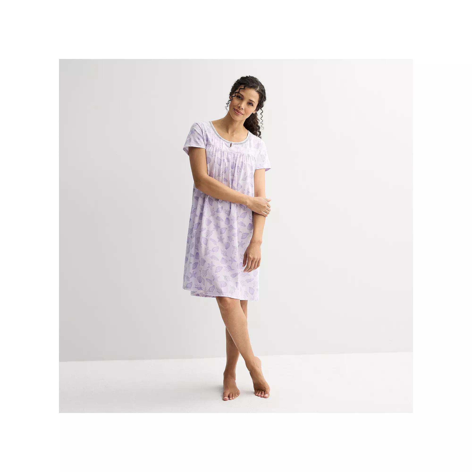 Petite Croft & Barrow® Knit Sleep Gown, Women's, Size: XL Petite, Purple Shell Product Image