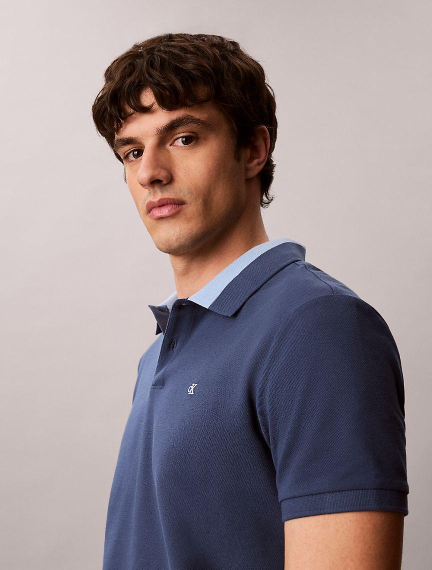 Pique Colorblock Collar Polo Shirt Product Image
