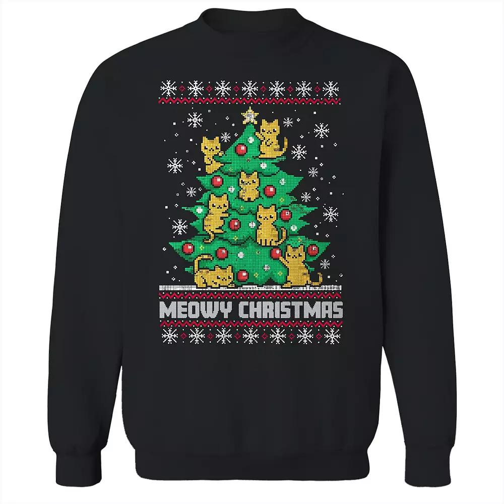 Men's Meowy Tree Christmas Sweater Graphic Sweatshirt, Adult Unisex,  Product Image