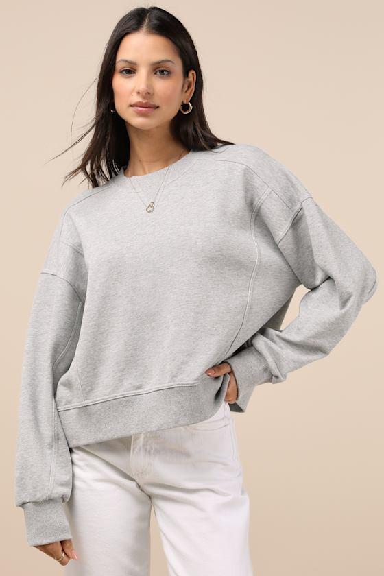 Darby Heather Grey Pullover Sweatshirt Product Image