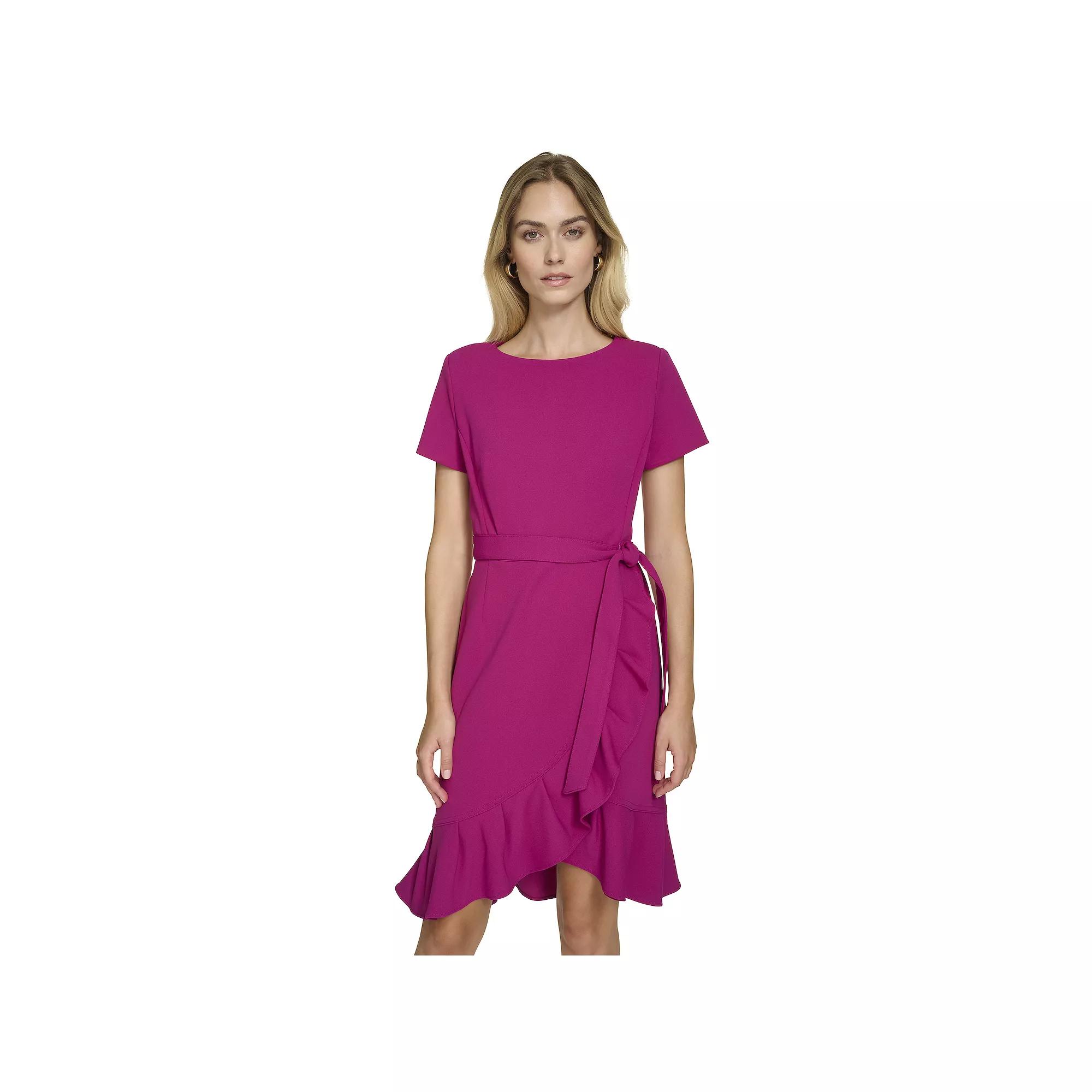 Women's Andrew Marc Flounce Hem Mini Dress, Size: 4, Boysenberry Product Image