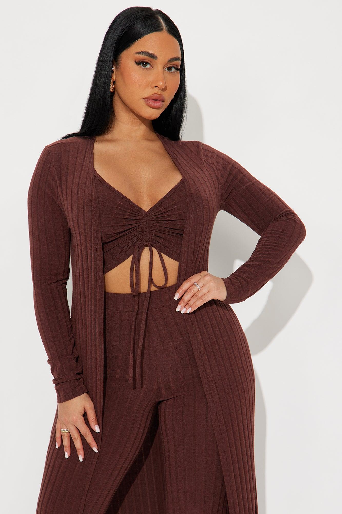 Come Get It 3 Piece Pant Set - Chocolate Product Image