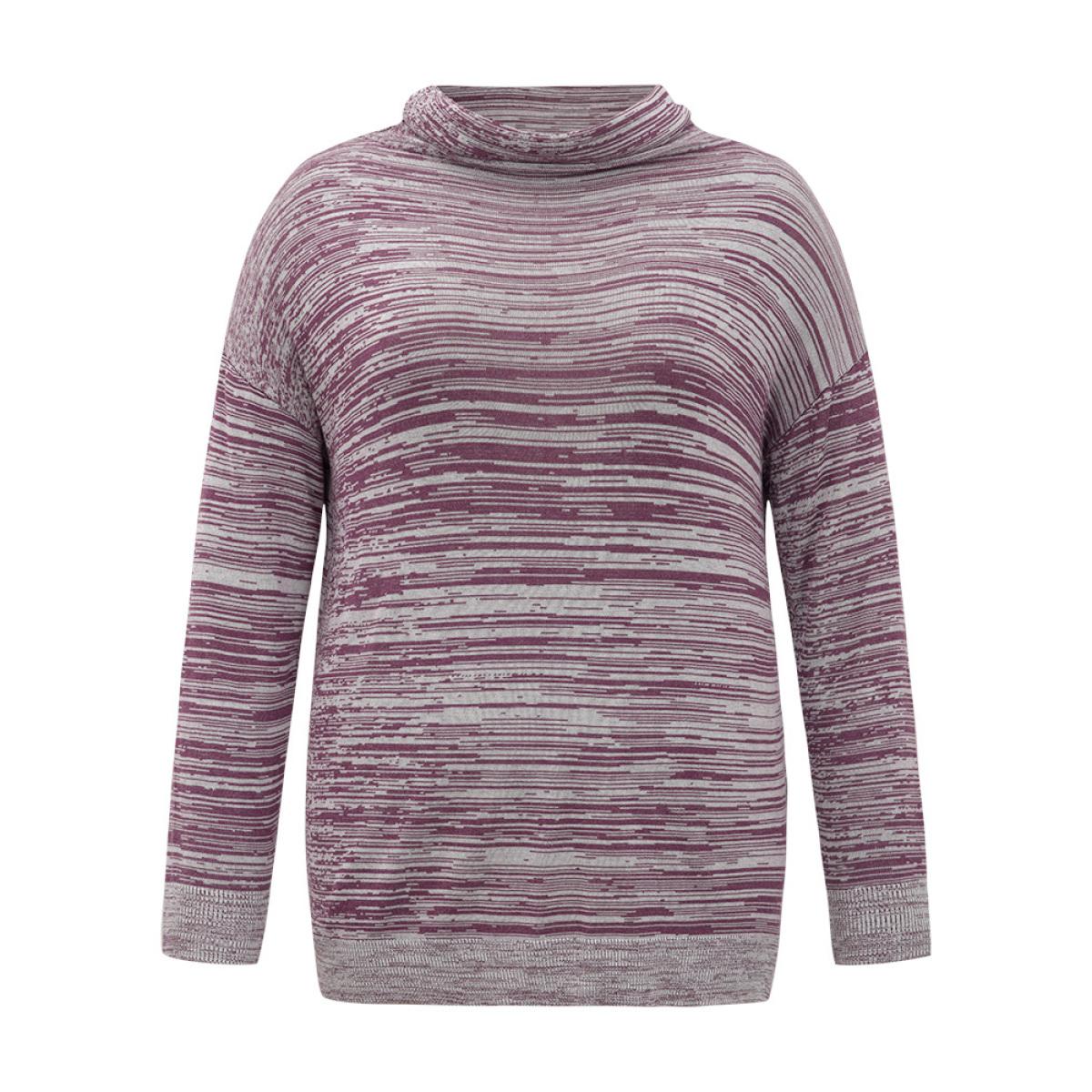 Plus Size Supersoft Essentials Heather Turtleneck Pullover Purple Women Casual Long Sleeve Turtleneck Dailywear Pullovers BloomChic 12/L Product Image
