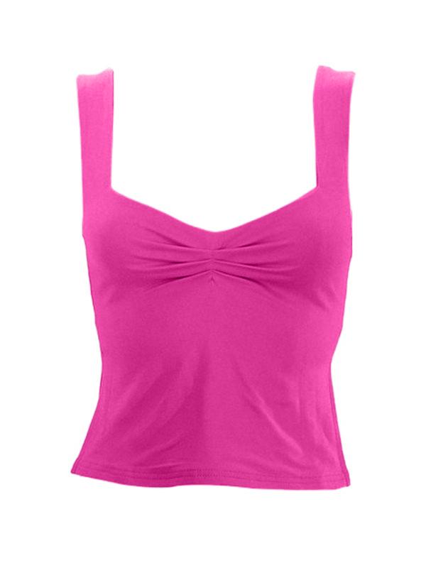 Low Cut Sleeveless Sweetheart Neck Cropped Tank Top Product Image