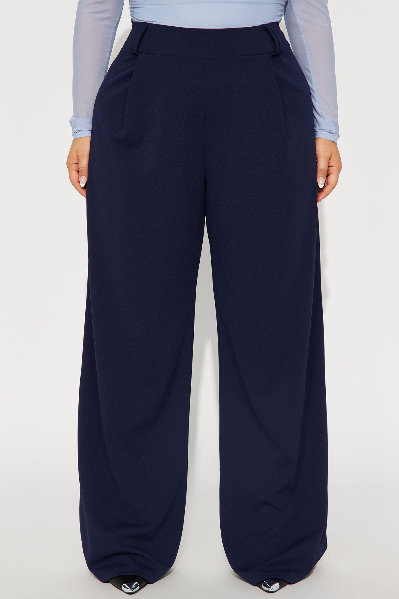 Late To The Meeting Wide Leg Trouser Pant - Navy Female Product Image