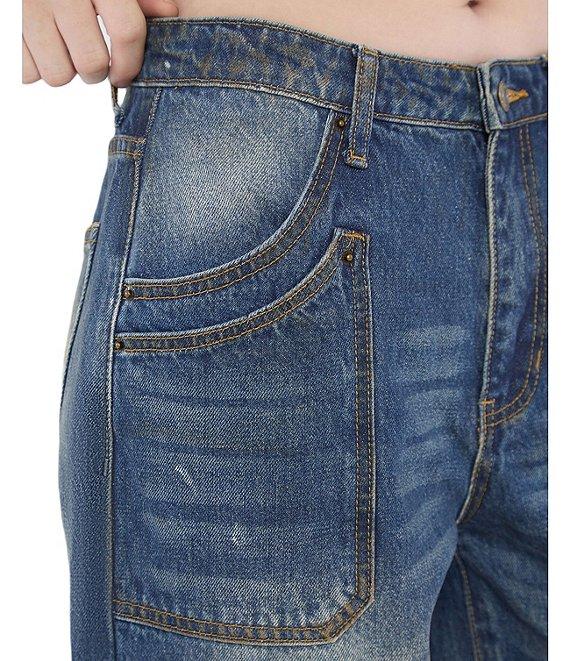 Guess Mid Rise Double Pocket Wide Leg Jeans Product Image
