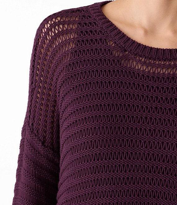 Eileen Fisher Organic Cotton Knit Crew Neck Long Sleeve Sweater Product Image