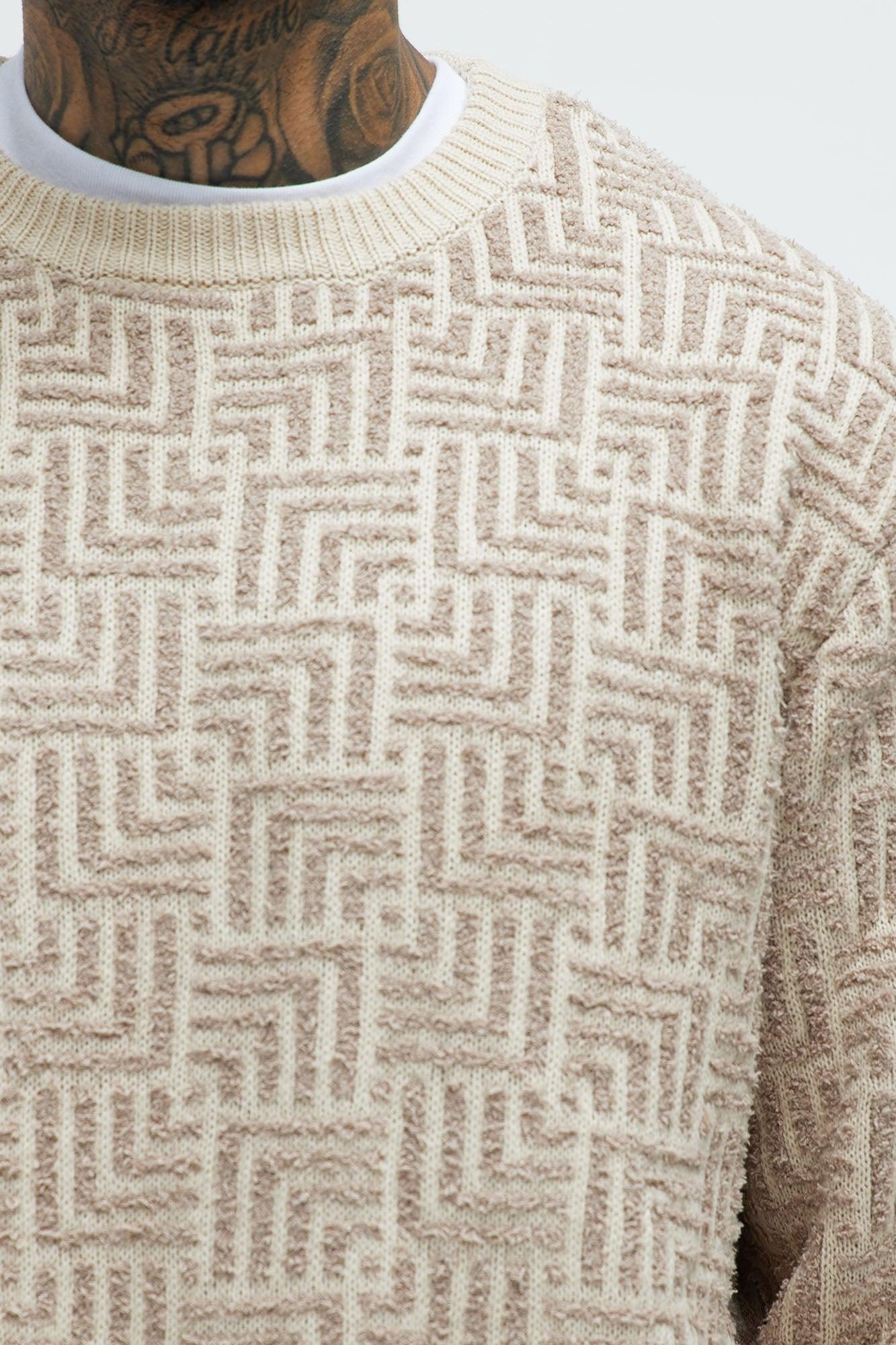 Runnin Up Numbers Crewneck Sweater - Taupe Product Image