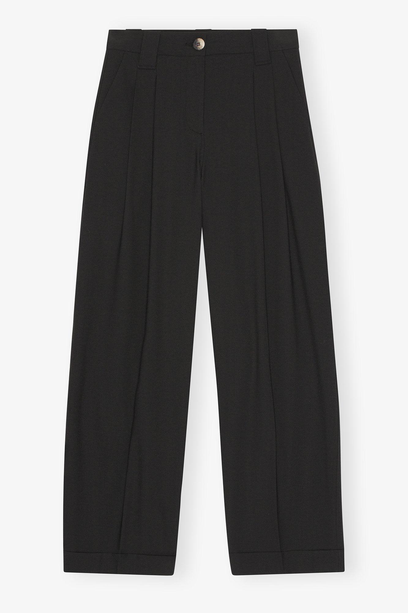 Black Drapey Melange Pleat Pants Product Image