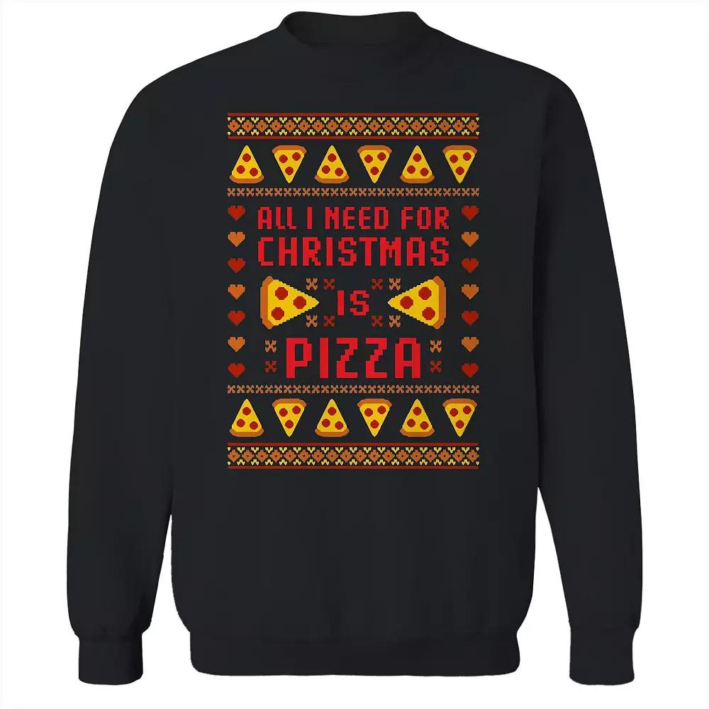 Men's Ugly Christmas Sweater Pizza Graphic Sweatshirt, Adult Unisex,  Product Image