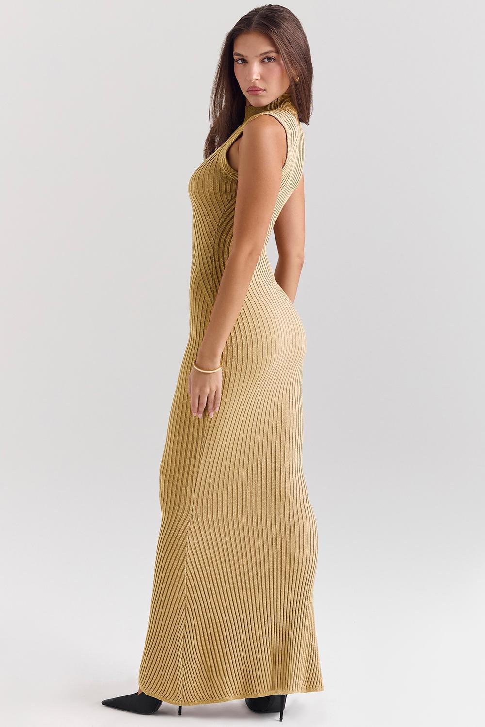 Emmie  gold metallic maxi dress Product Image