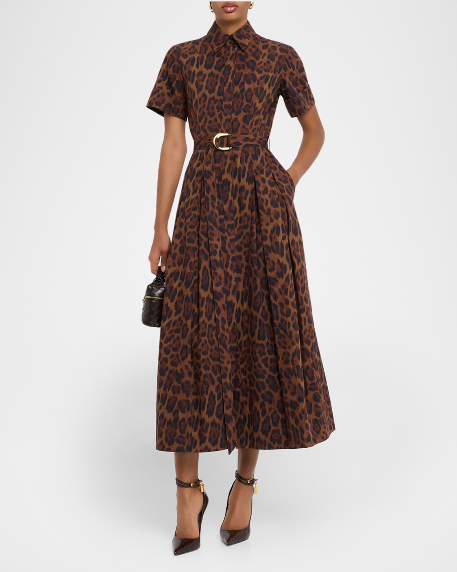 Leighton Leopard-Print Belted Midi Shirtdress Product Image