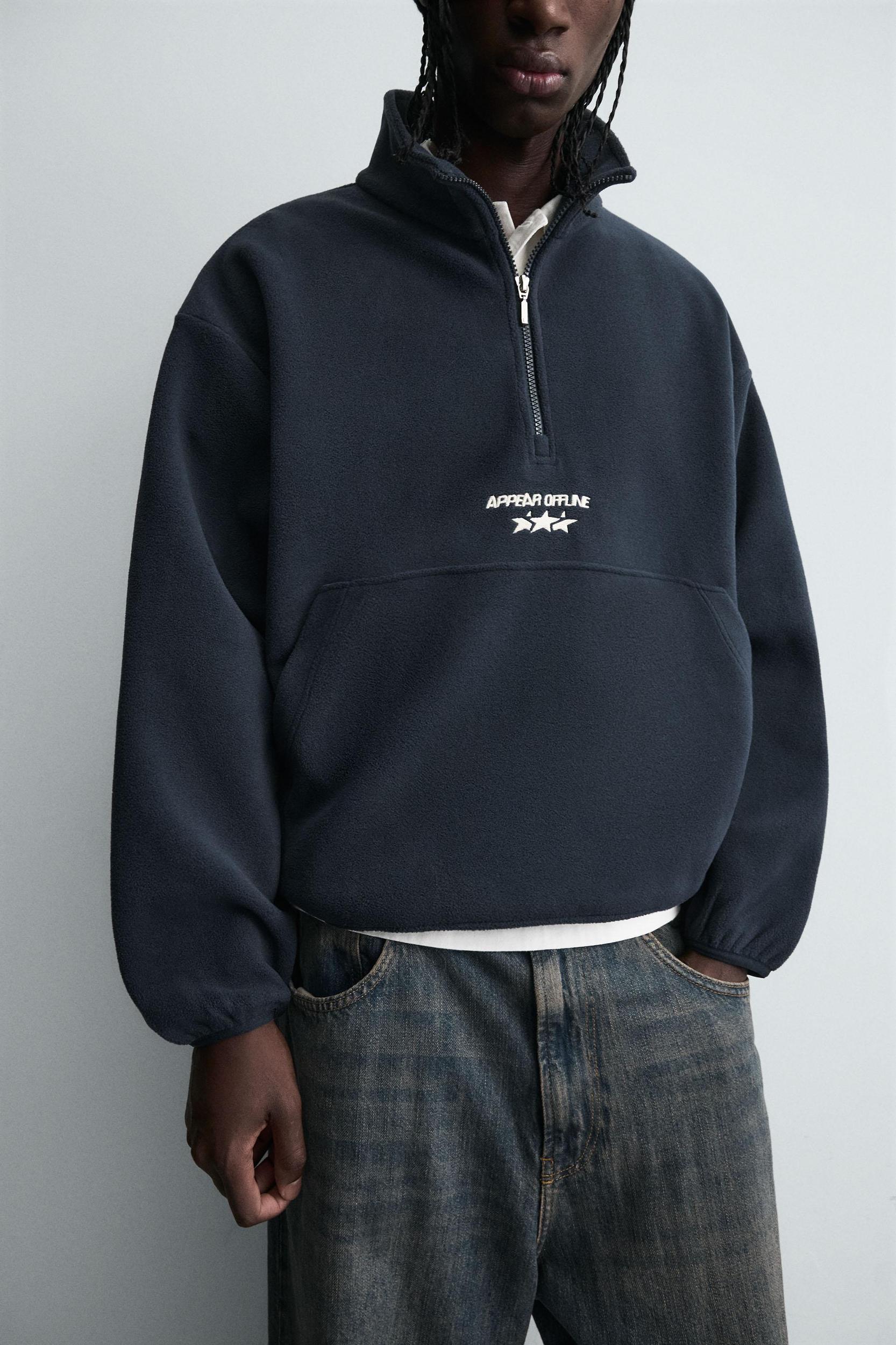 EMBROIDERED FLEECE POUCH POCKET JACKET Product Image