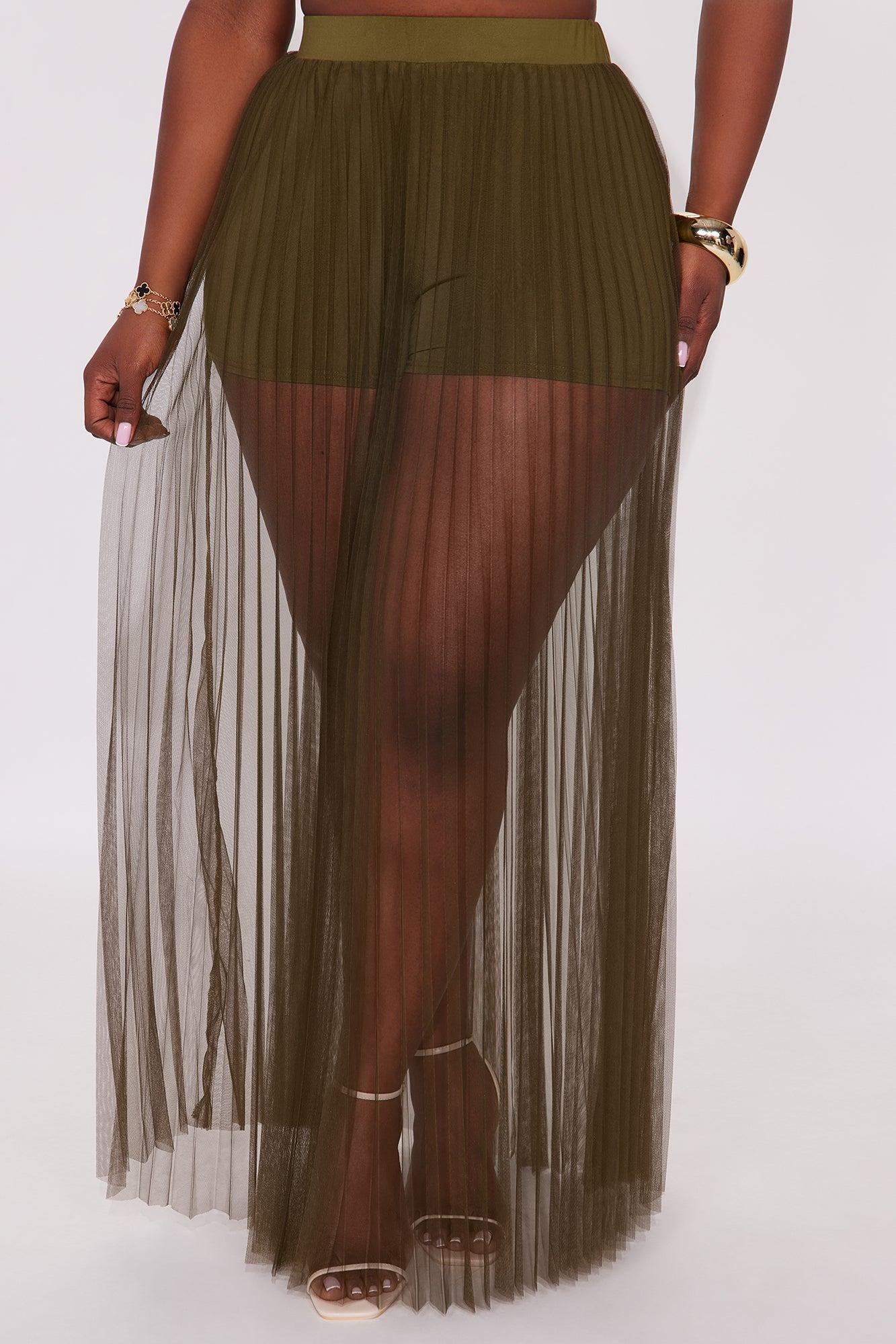 Grace Sheer Tulle Maxi Skirt - Olive Female Product Image
