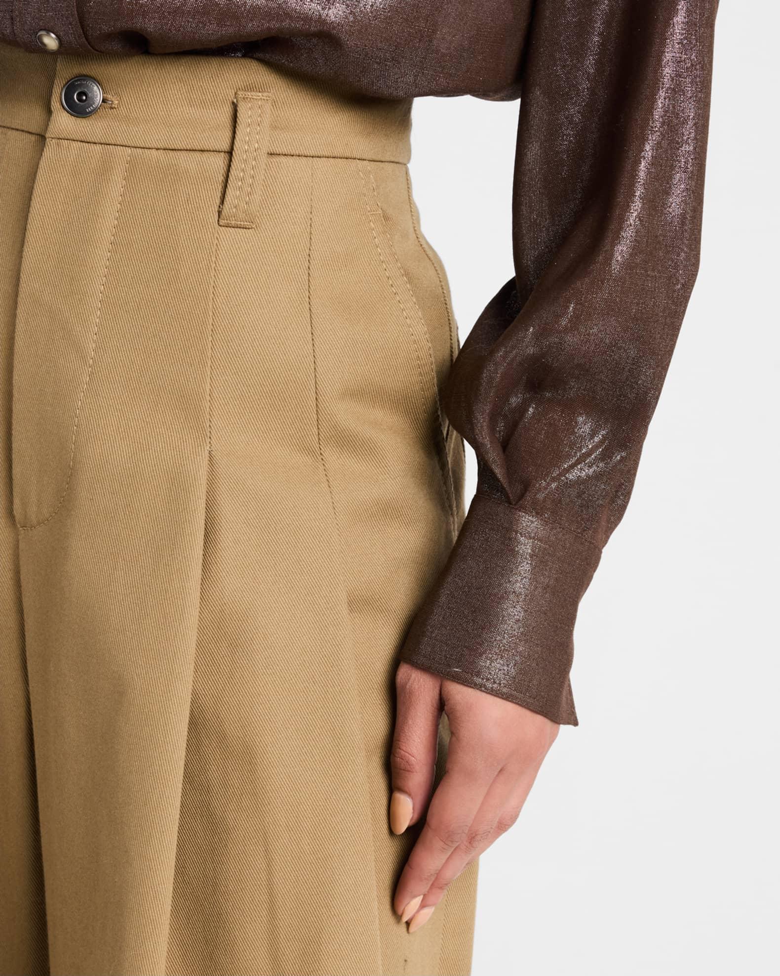 Barrel Pleated Cotton Twill Pants Product Image