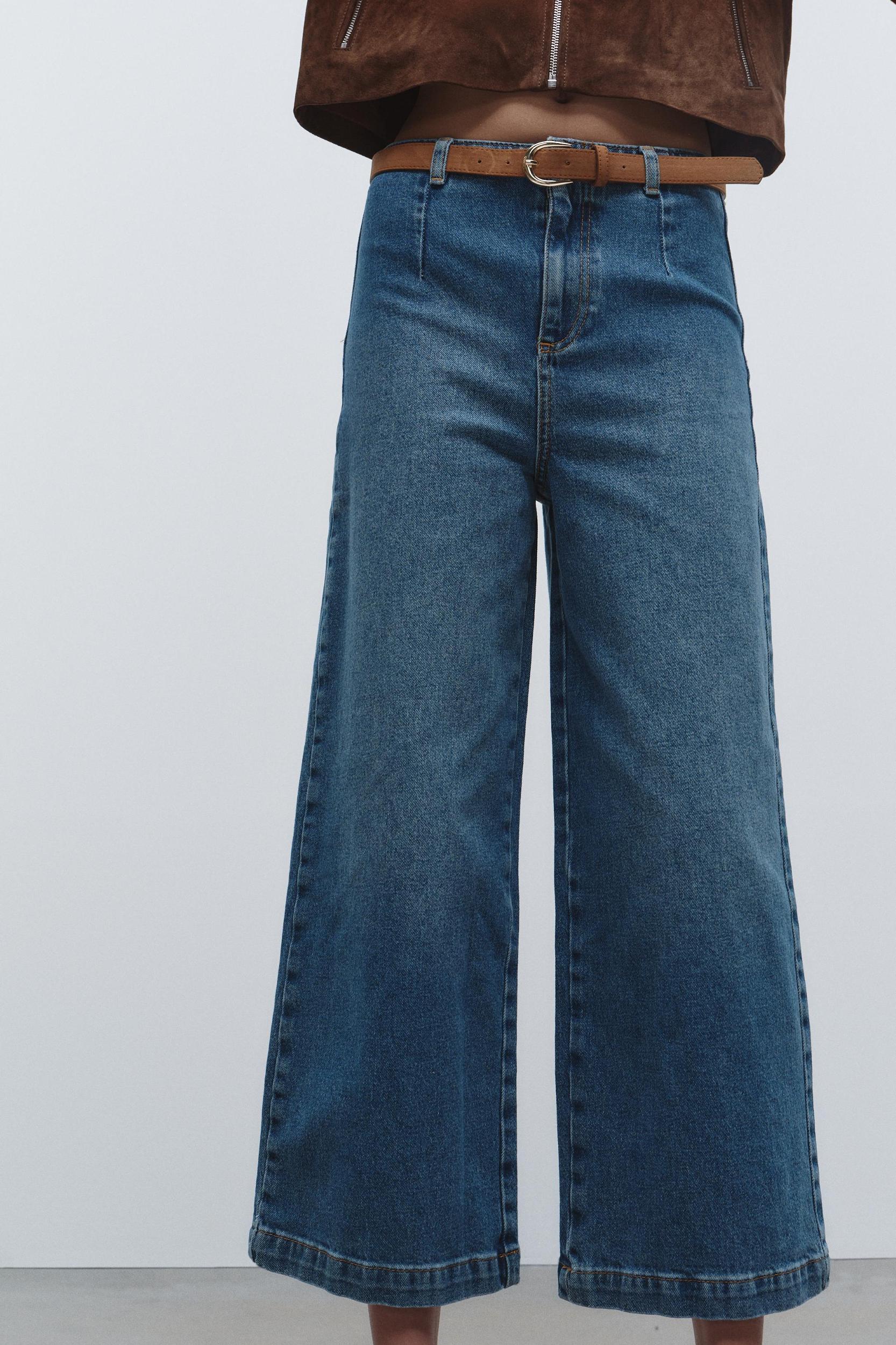 Z1975 BELTED HIGH RISE CROPPED WIDE LEG JEANS Product Image