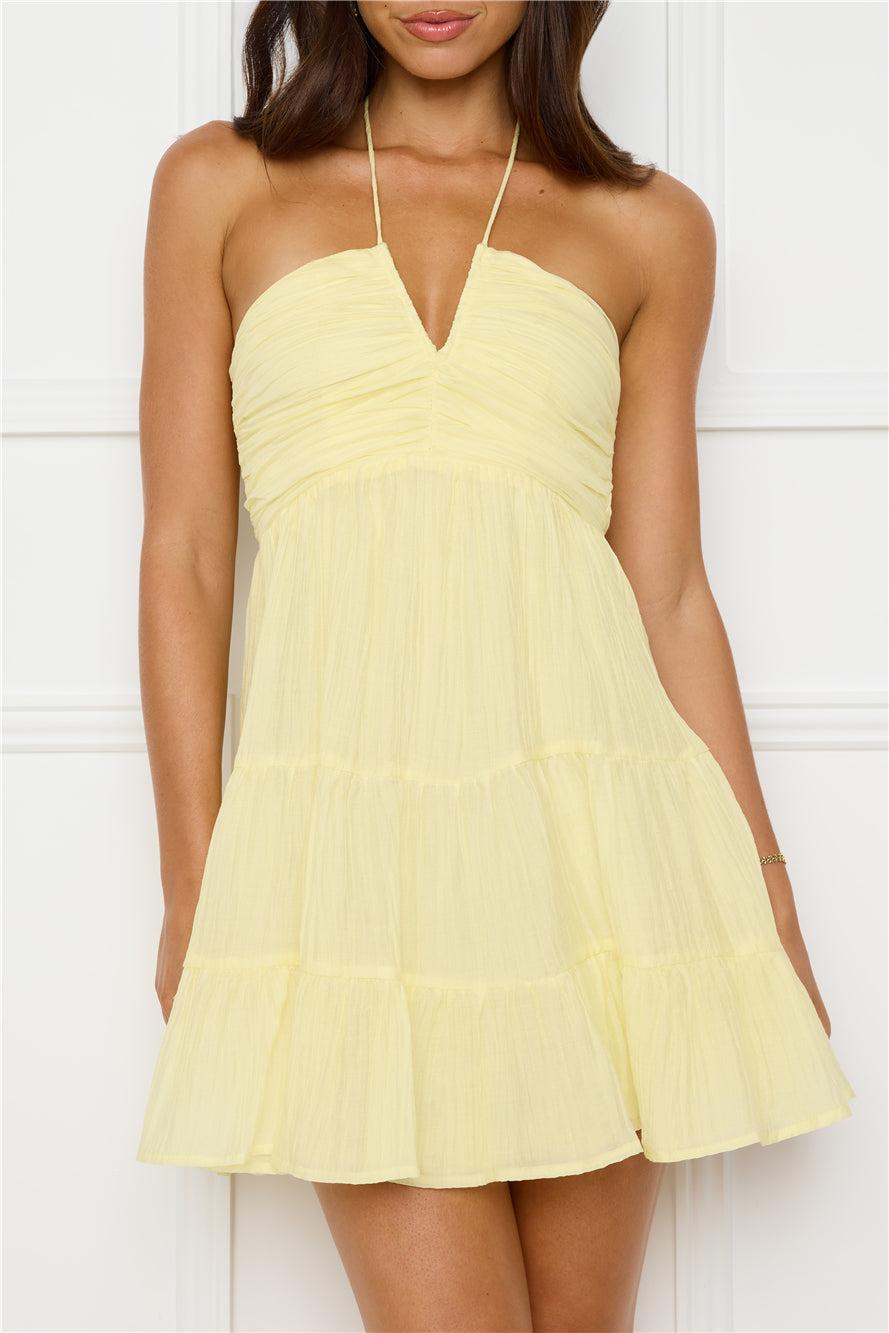 Styled For Sunsets Halter Mini Dress Yellow Product Image