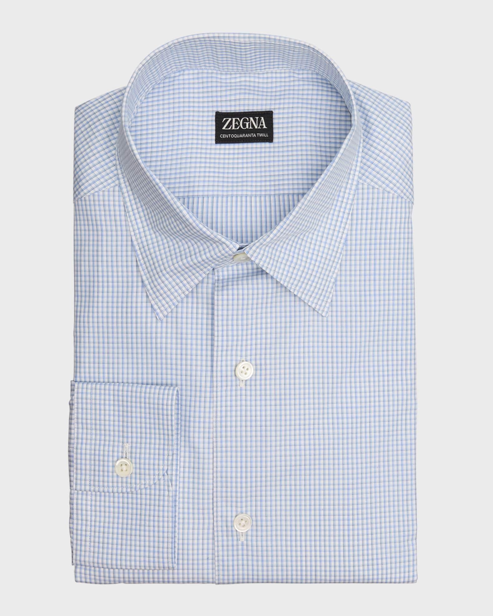 Men's Micro-Check Centoquaranta Cotton Sport Shirt Product Image