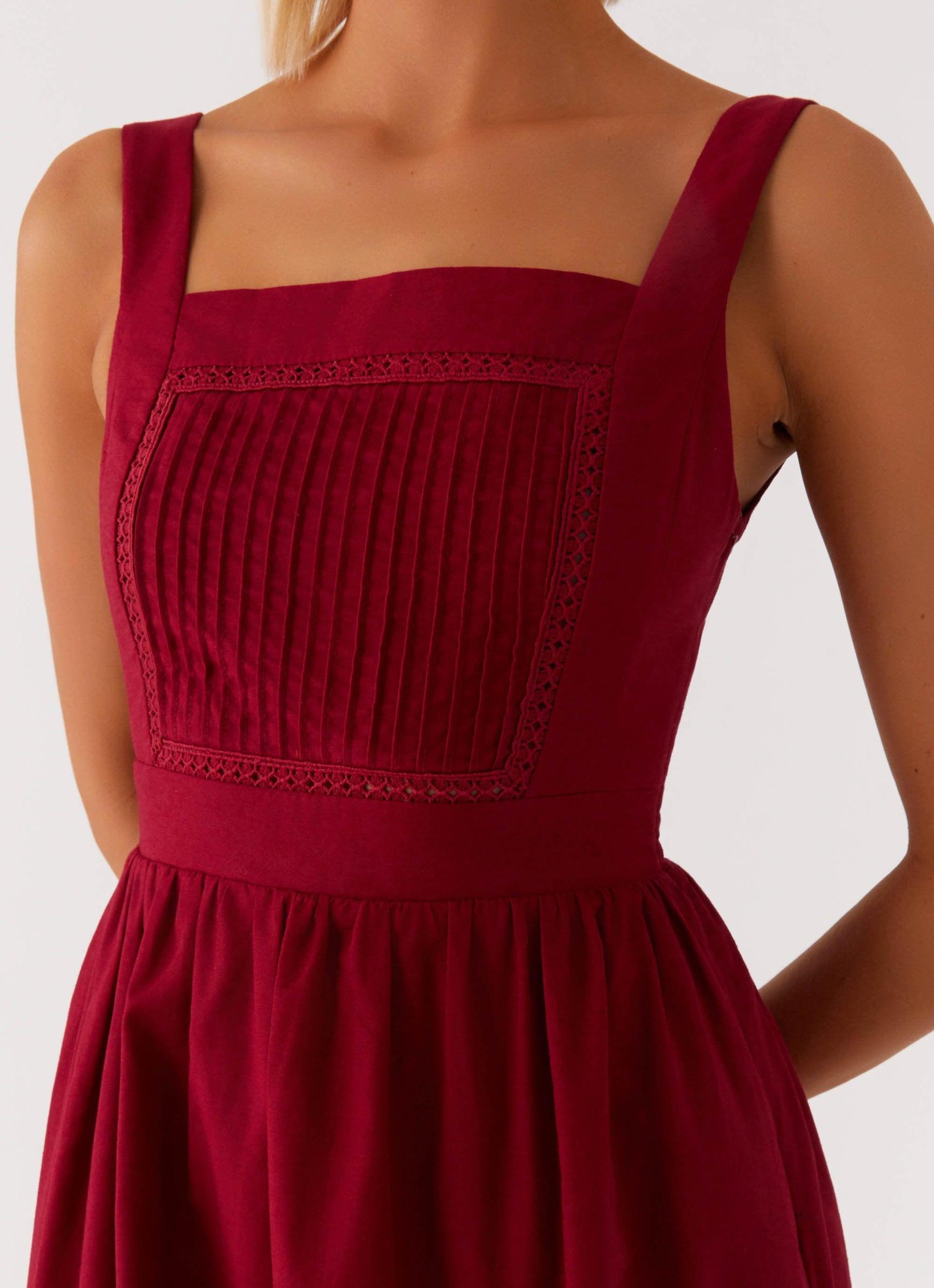 Brylin Linen Midi Dress - Red Product Image