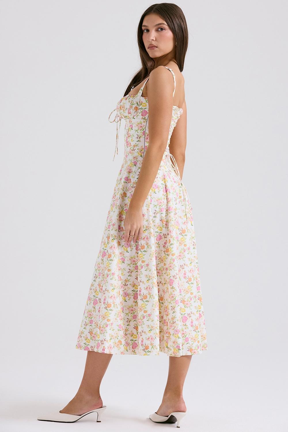 Carmen  ivory meadow print cotton bustier sundress Product Image