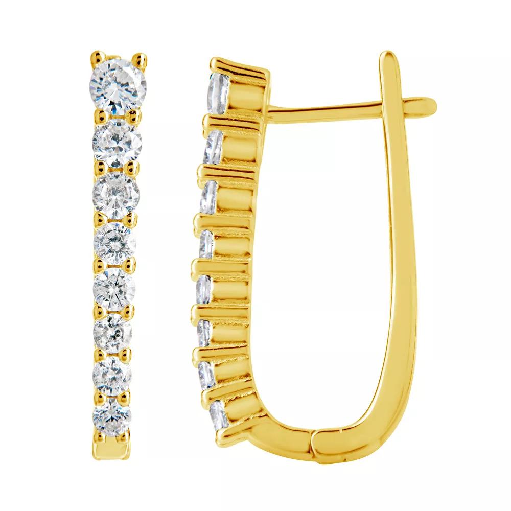 MC Collective Graduated Cubic Zirconia Long Hoop Earrings, Women's, Gold Tone Product Image
