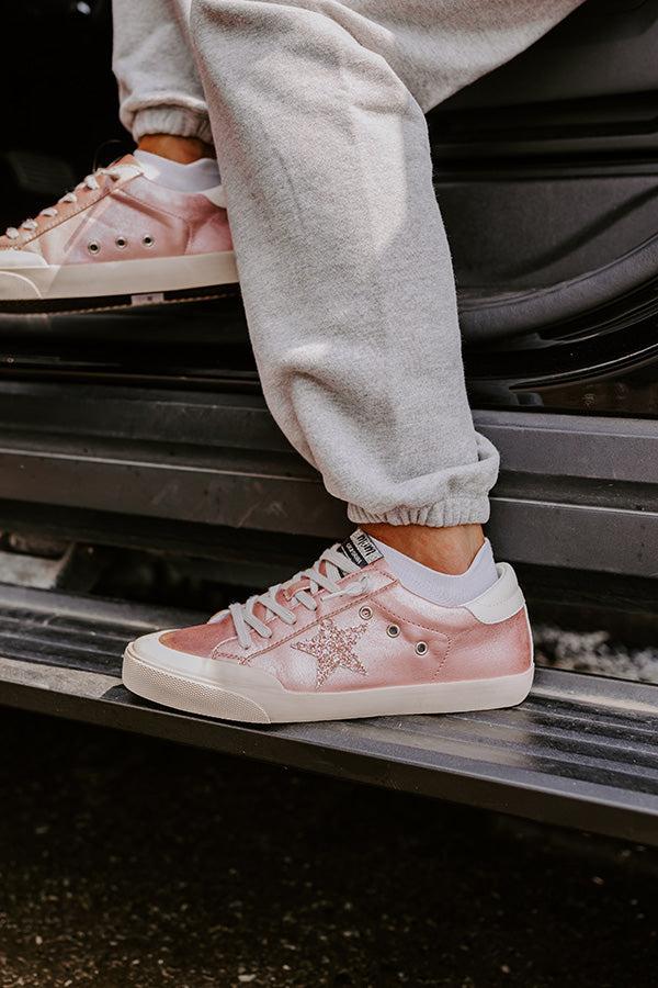 The Brinly Vintage Faux Leather Sneaker In Pink Product Image