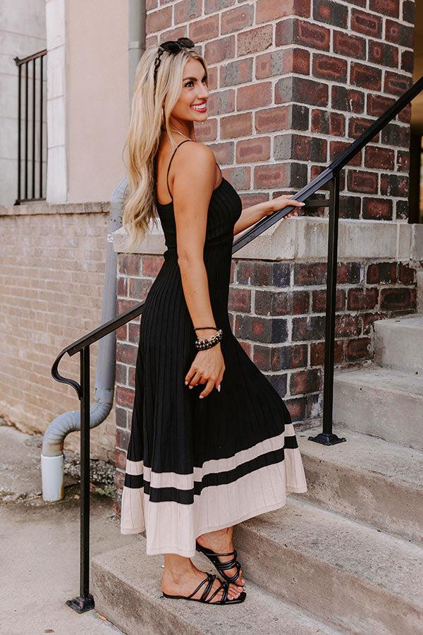 Coastal Cutie Ribbed Maxi Dress in Black Product Image