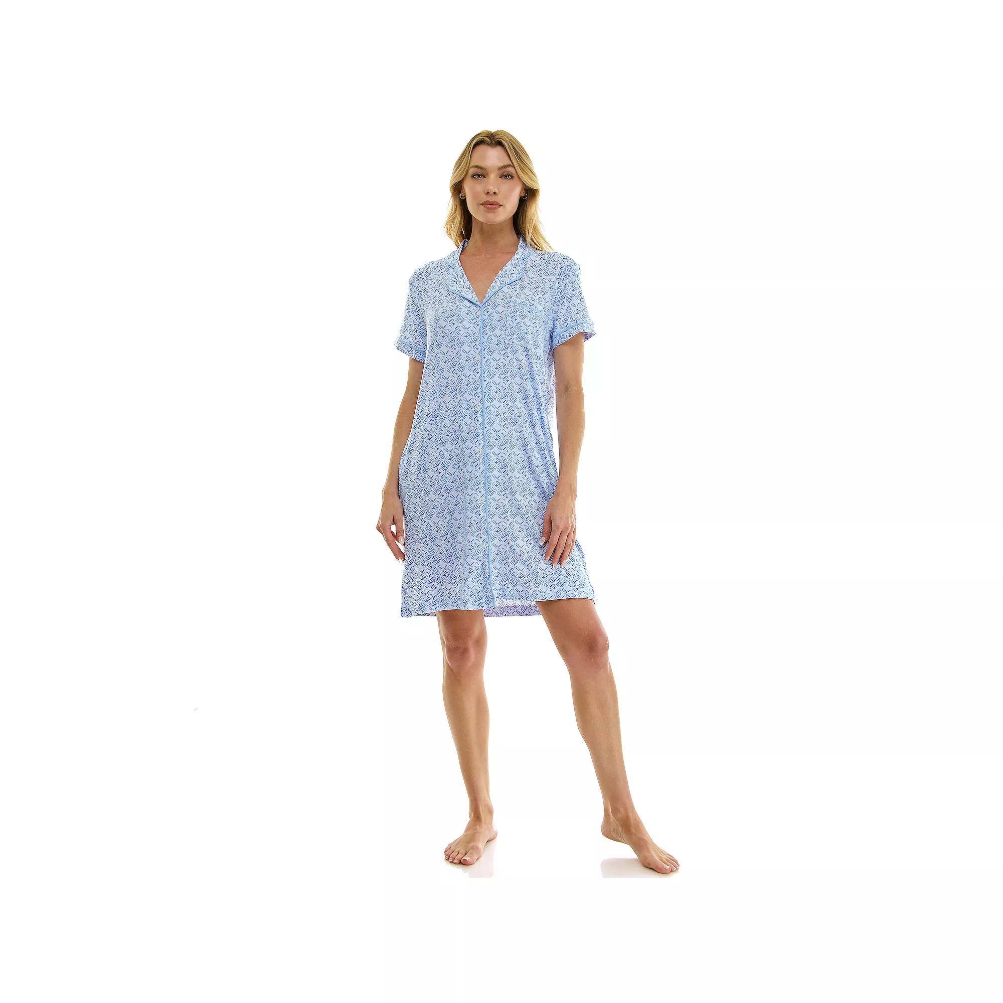 Women's Croft & Barrow® Notch Collar Short Sleeve Gown,  Product Image