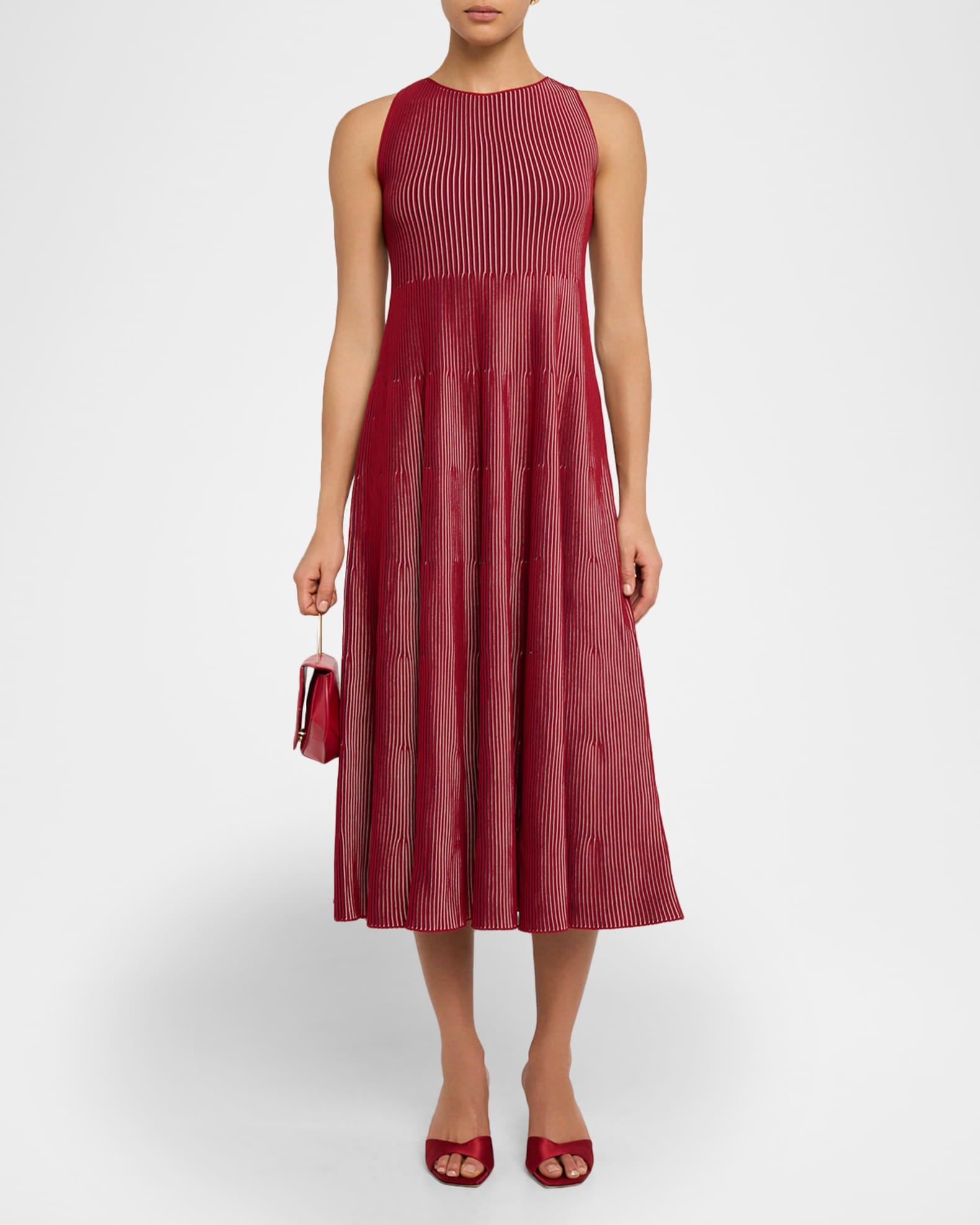 Sleeveless Striped Rib Knit Maxi Dress Product Image