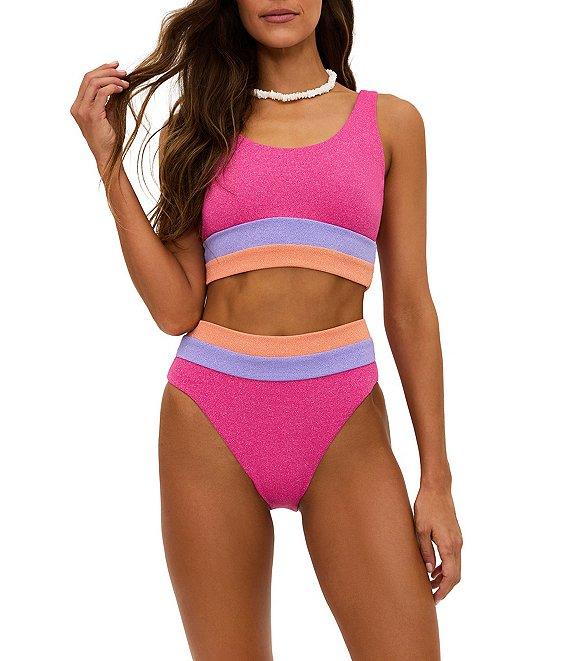Beach Riot Metallic Colorblock Heidi High Waist Swim Bottom Product Image