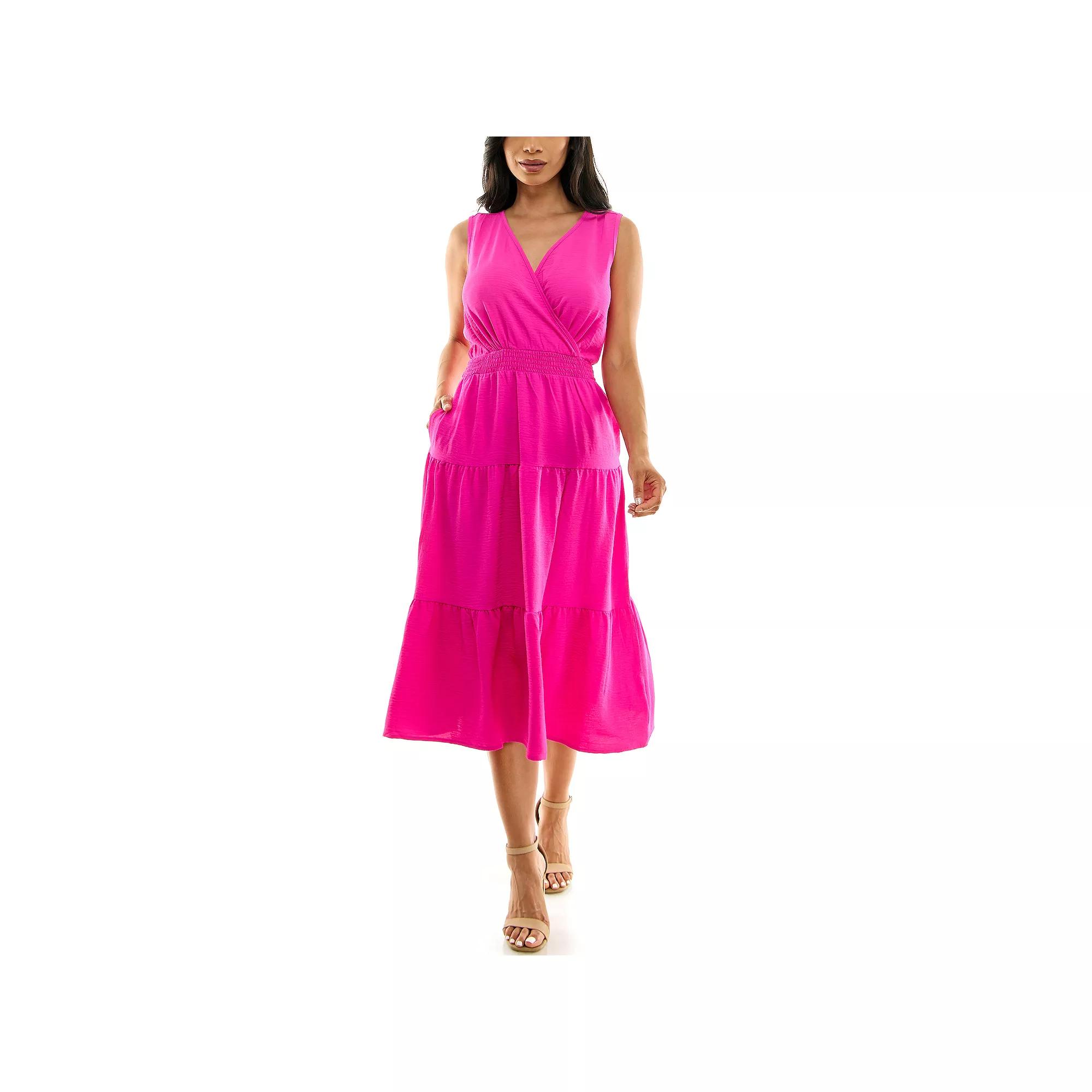 Women's Nina Leonard Tiered Smocked Midi Dress,  Product Image