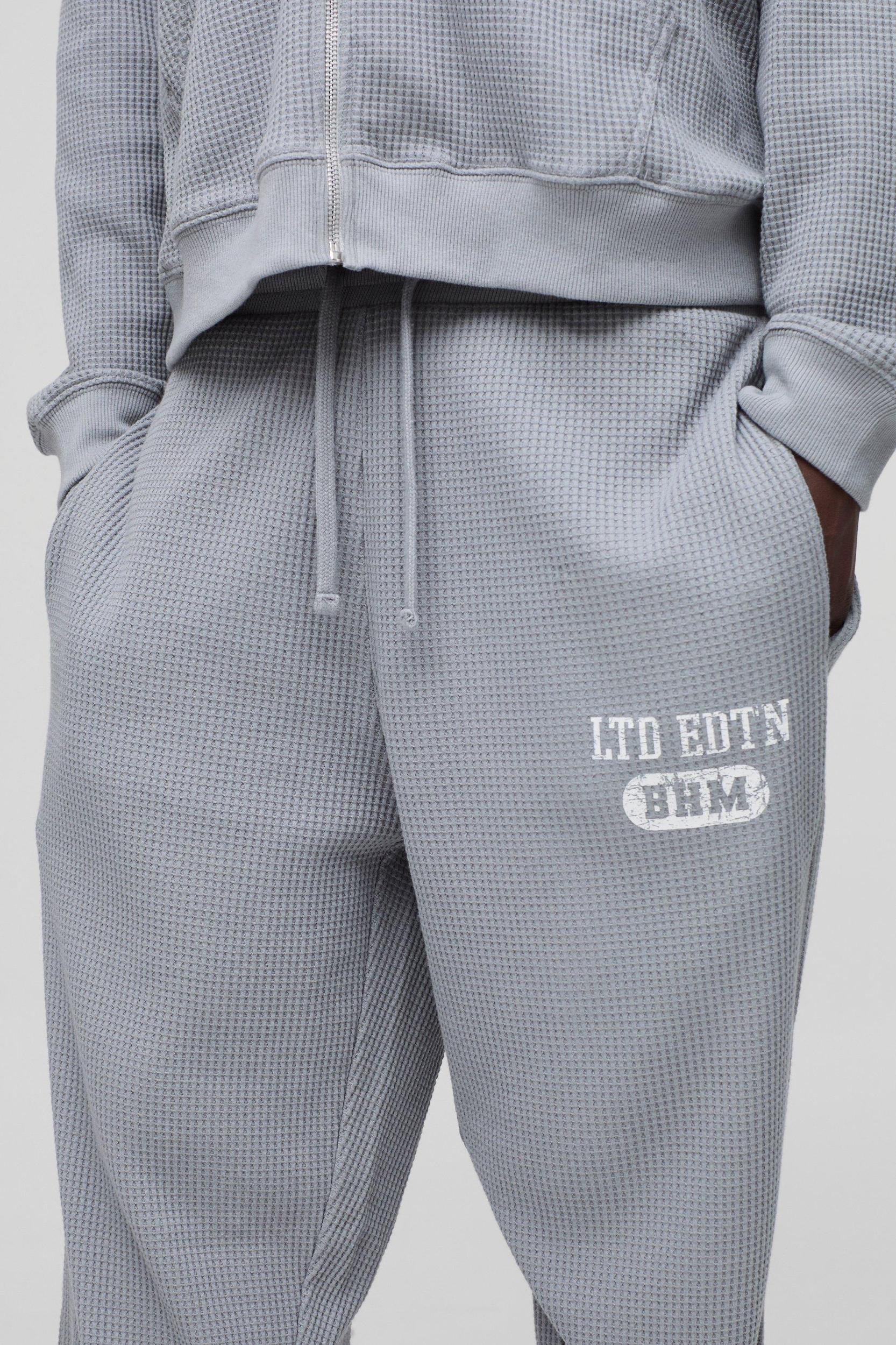 Straight Leg Waffle Sweatpants | boohooMAN USA Product Image
