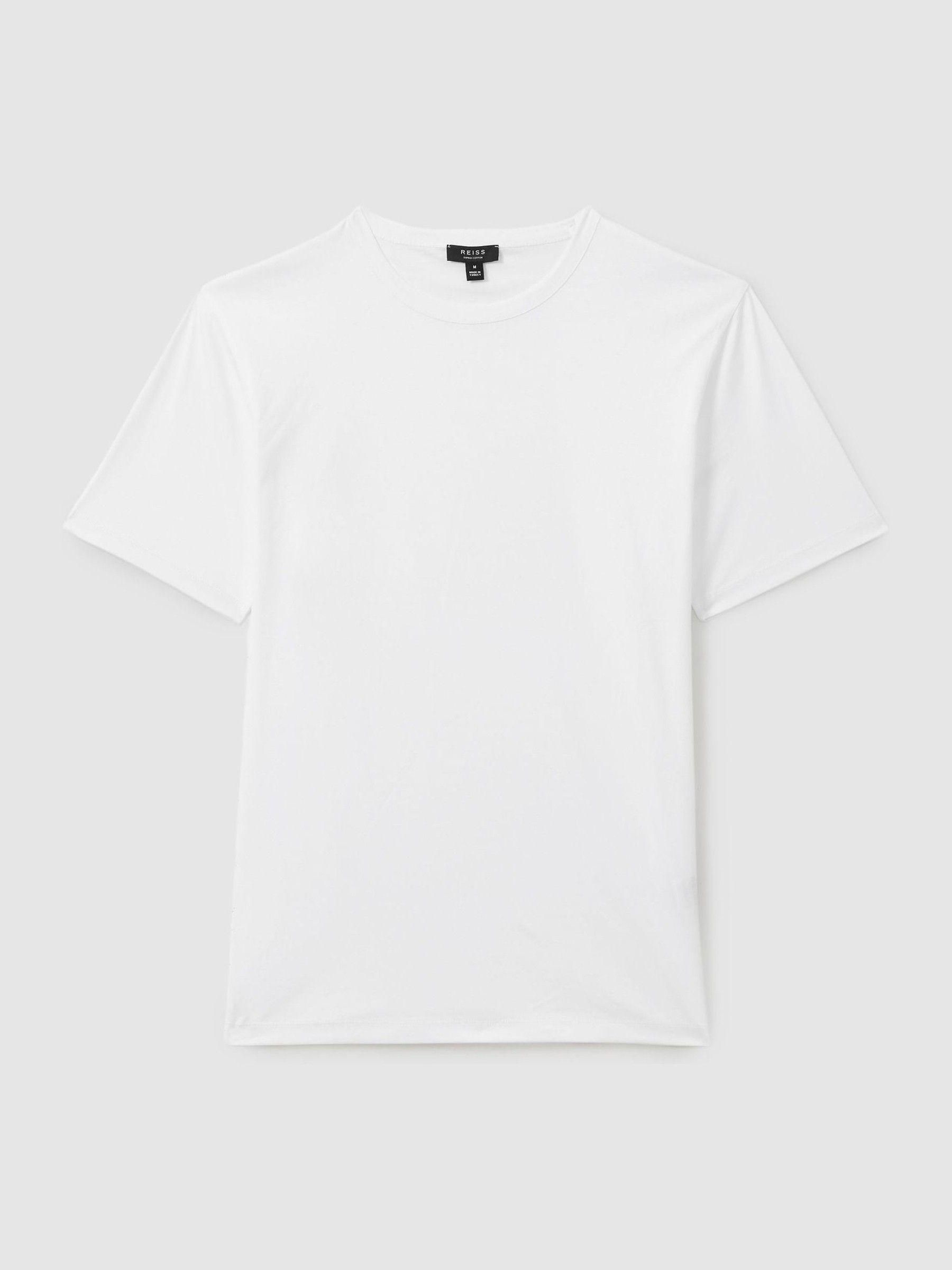 Cotton Crew Neck T-Shirt in White Product Image