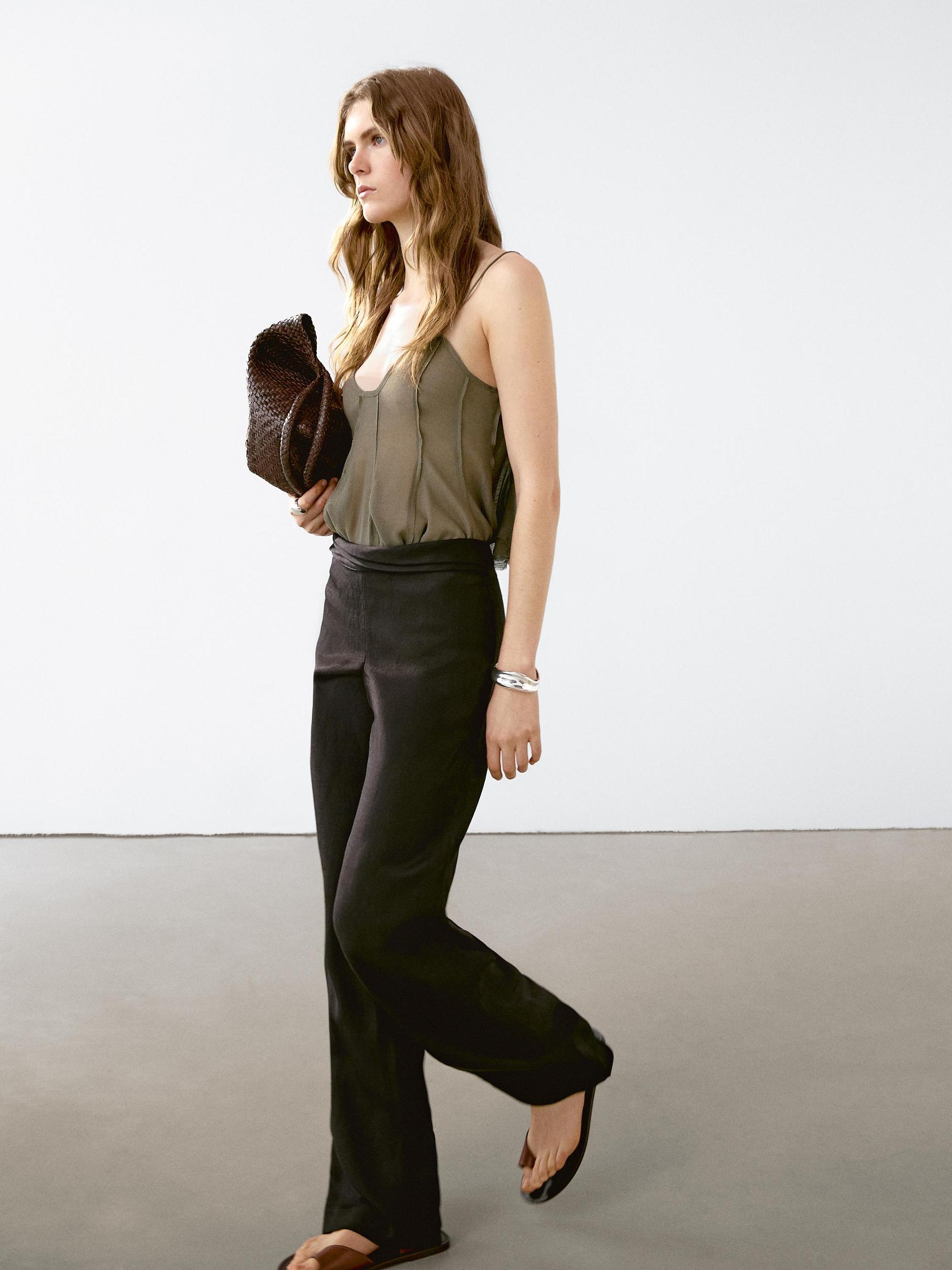 Straight-leg trousers with waist detail Product Image