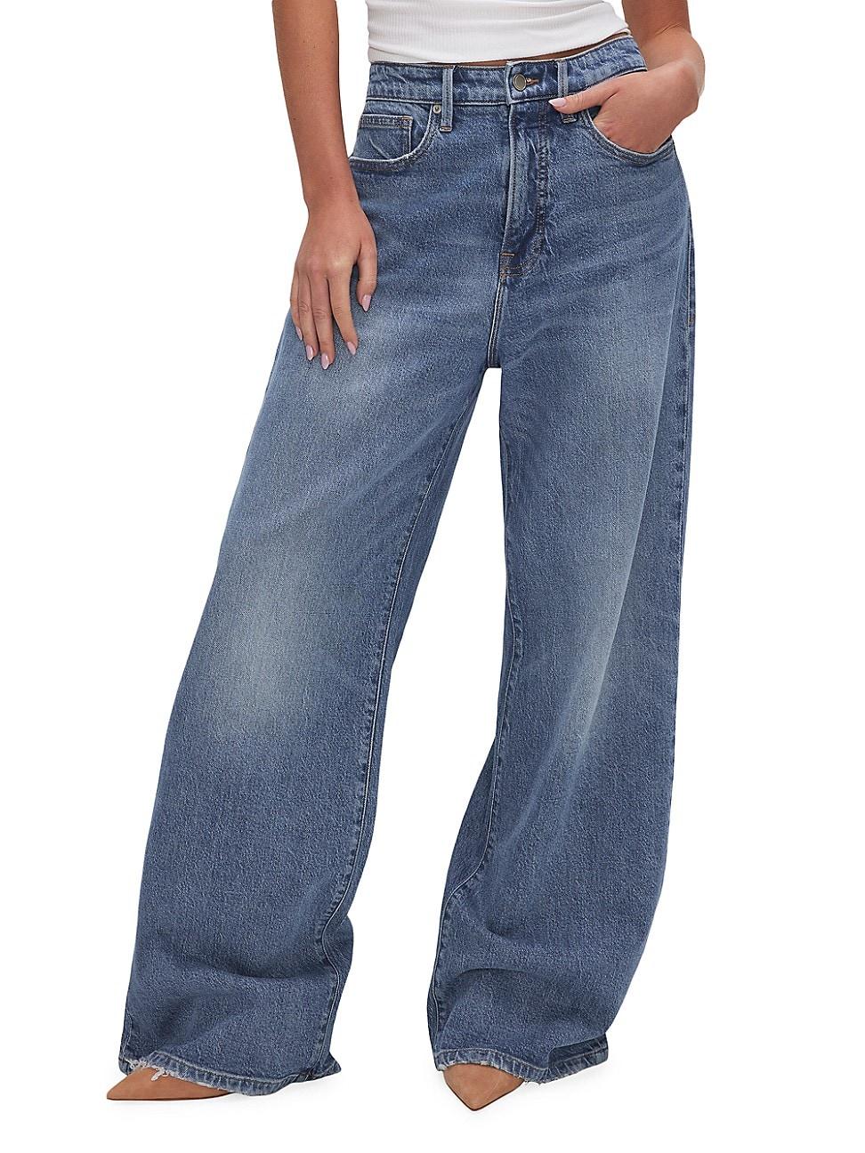 Womens Good Ease Relaxed Jeans | Indigo, Size 30 Plus | Good American by Khlo Kardashian Product Image