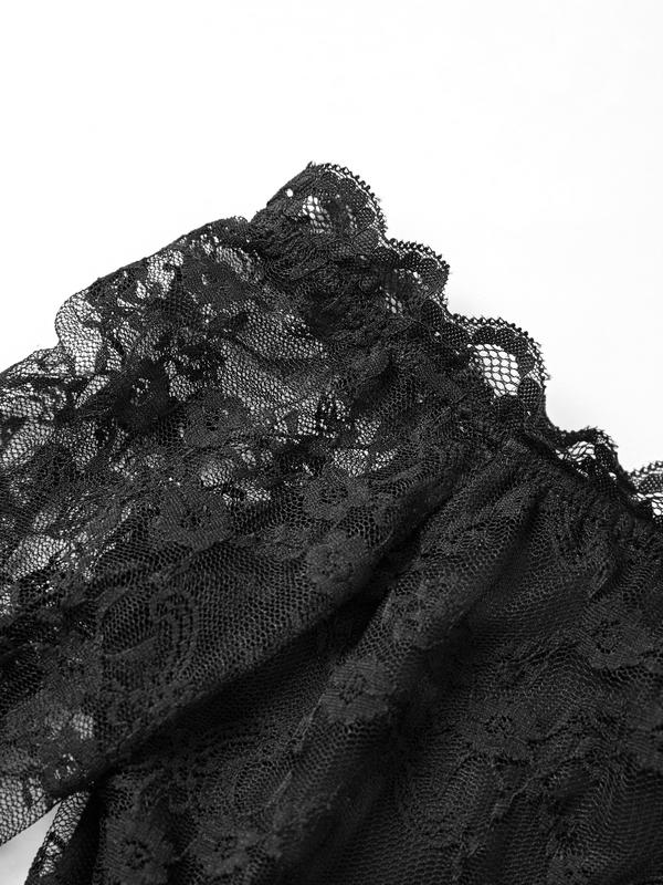 Lace Off Shoulder Cropped Long Sleeve Tee Product Image