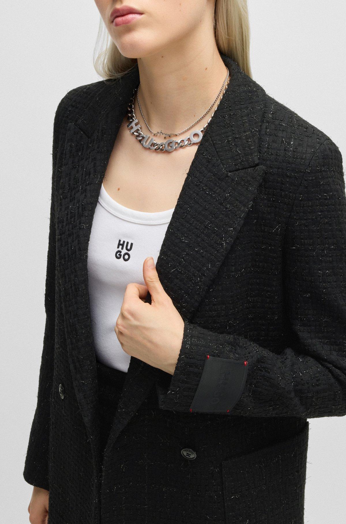 HUGO - Relaxed-fit jacket in sparkle-effect bouclé - Patterned Product Image