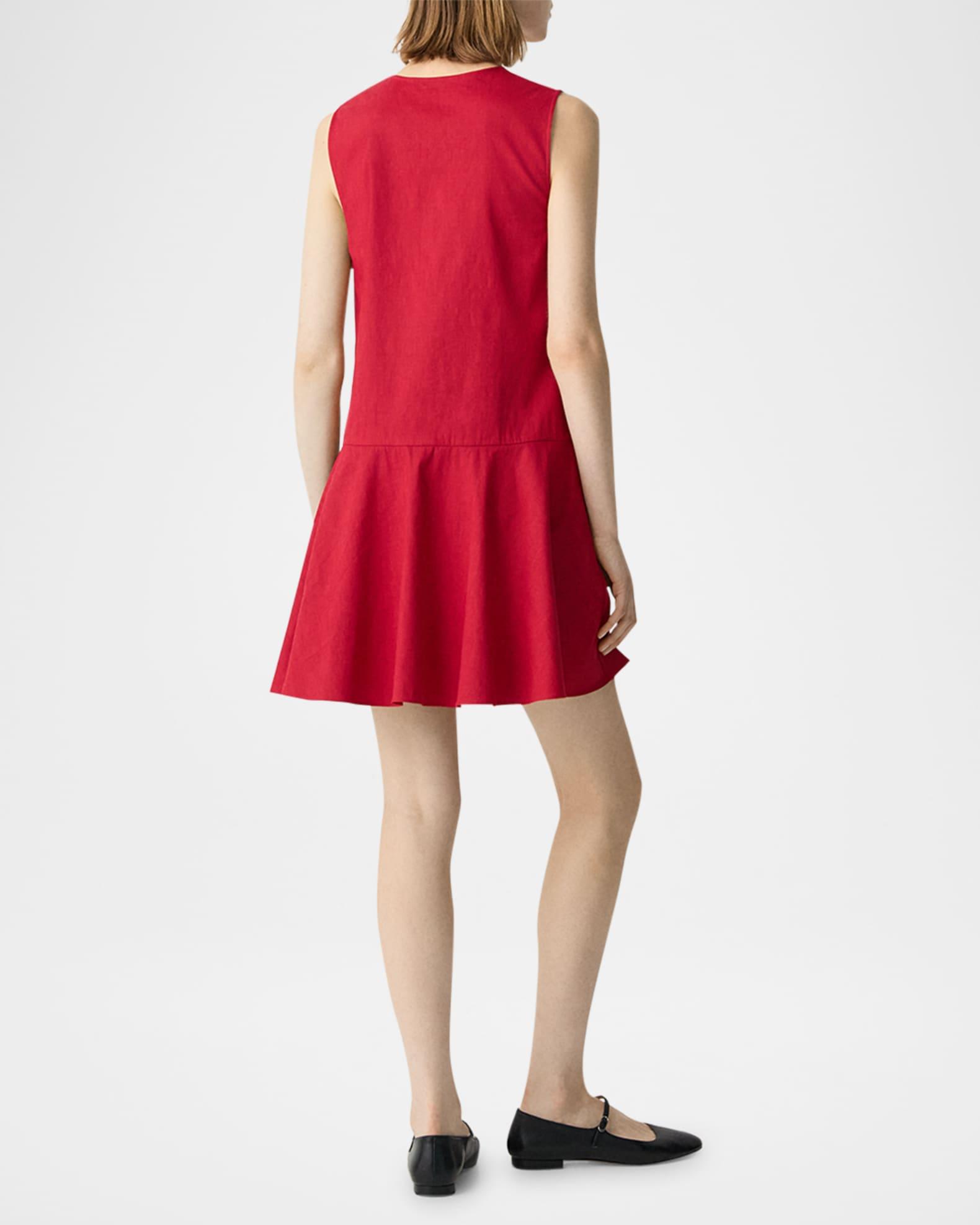 Drop-Waist Crunch Linen Mini Dress Product Image