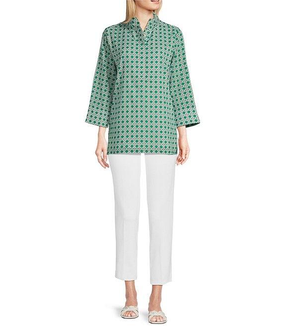 Jude Connally Cricket Petite Rattan Print Stand Collar Long Sleeve Top Product Image
