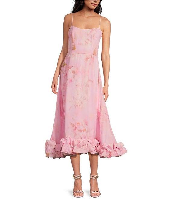 Gianni Bini x Shea Leigh Mills Shea Leigh Sway Blur Print Scoop Neck Crepe A-Line Maxi Dress Product Image