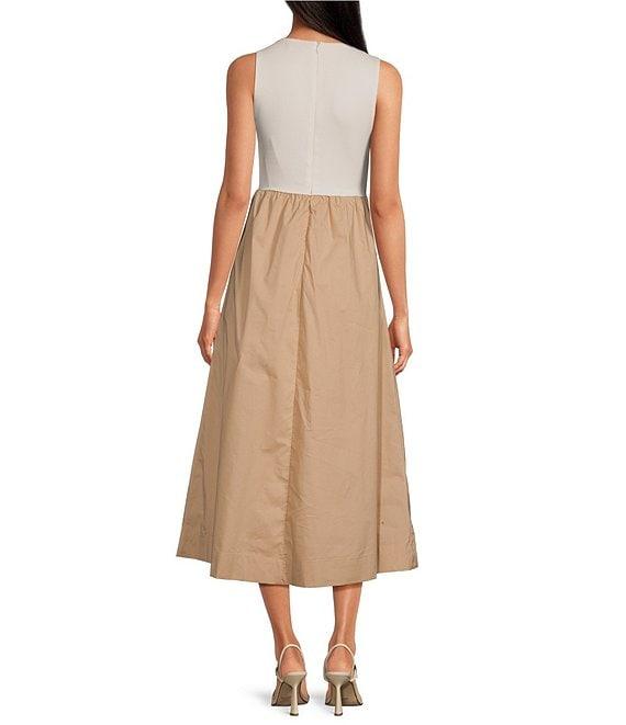 Skies Are Blue Crew Neck Sleeveless Color Block Midi Dress Product Image