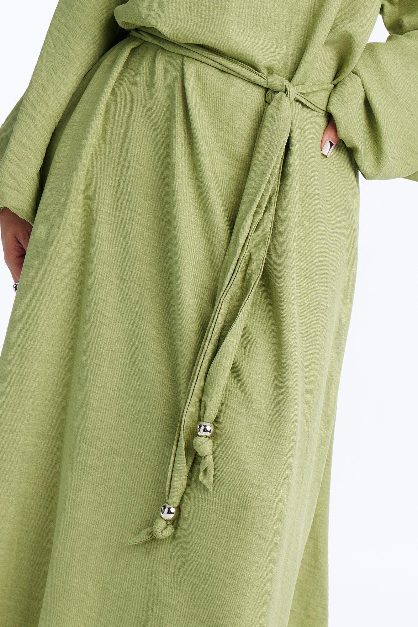 Tianna Tie Waist Maxi Dress - Chartreuse Female Product Image