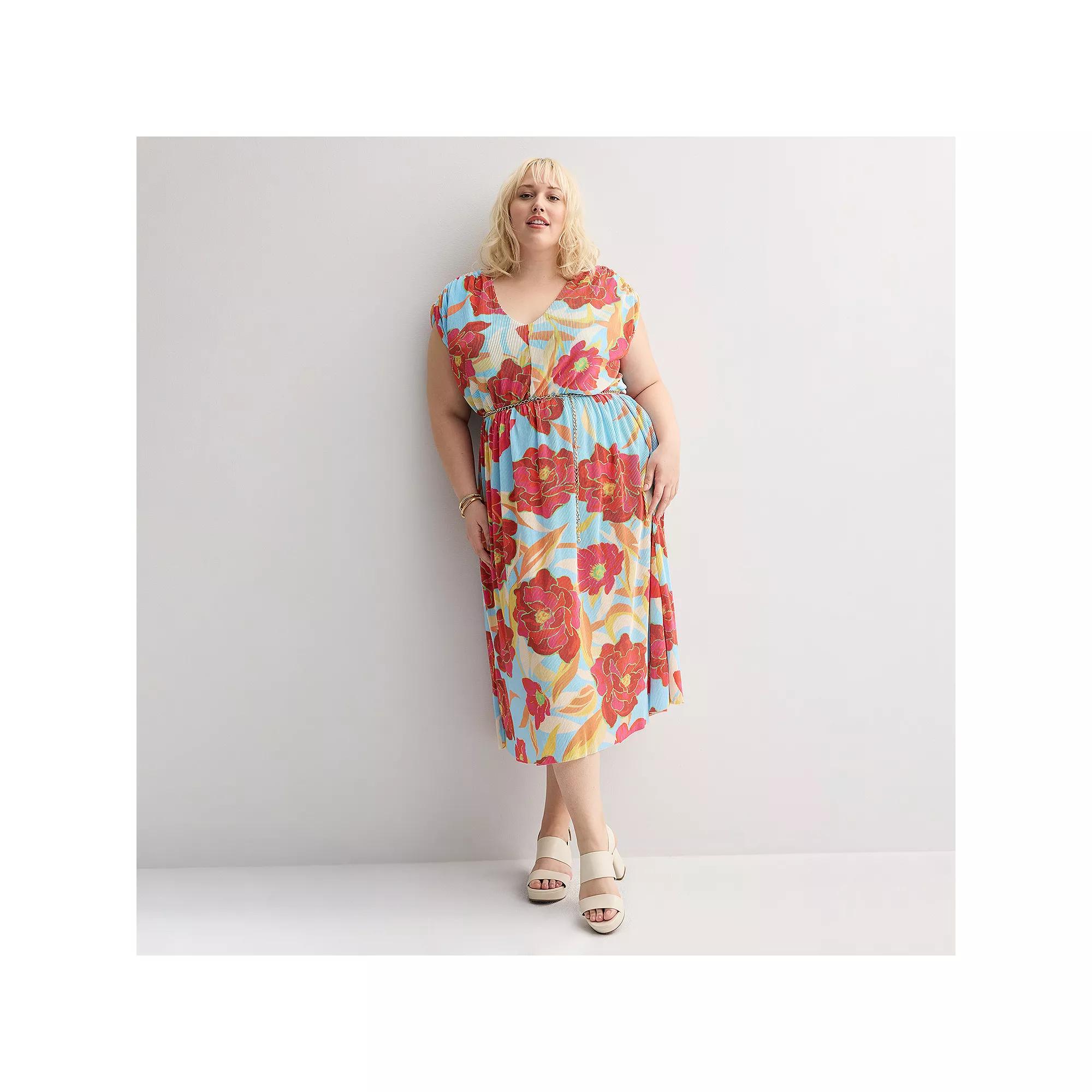 Plus Size INTEMPO™ Plisse Midi Dress, Women's, Size: 3XL, Blue Product Image