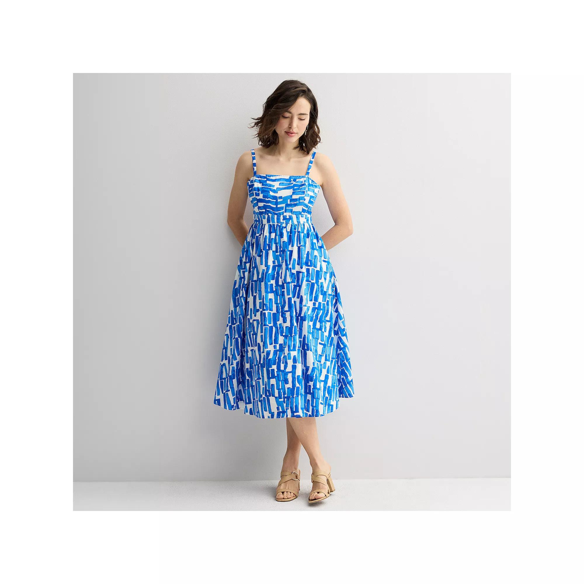 Women's Nine West Square Neck A-Line Dress, Size: XL, Blue Kelly Abstract Product Image