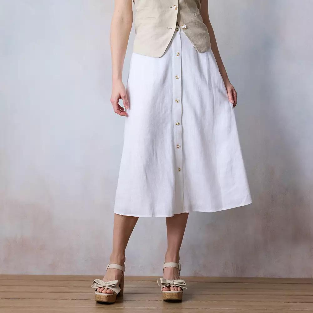 Women's LC Lauren Conrad Button-Front Midi Skirt,  Product Image